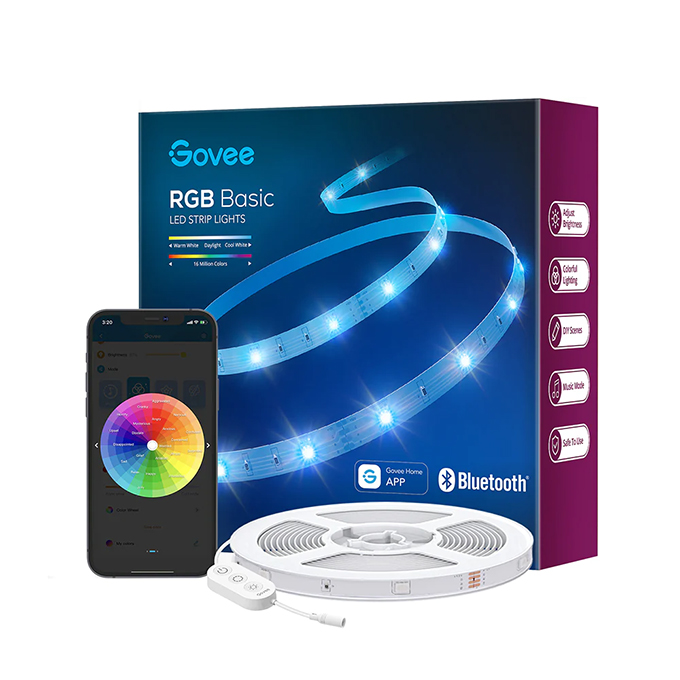 Govee (H613B) 10m/32.8ft Bande lumineuse LED RVB, 16,4 pieds Bluetooth avec contrôle par application, 64 scènes et synchronisation de la musique, lumières LED pour chambre, salon, cuisine, fête, bande lumineuse à changement de couleur pour la décoration