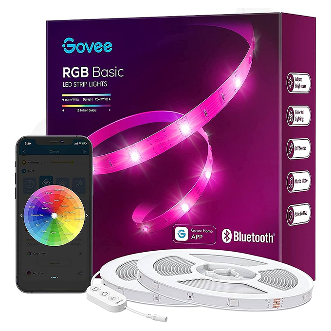 Govee (H613D) 20m/65.6ft Bande lumineuse LED, Bluetooth LED RVB avec contrôle d'application, changement de couleur, 64 scènes et synchronisation de la musique pour chambre, chambre, cuisine, fête, adaptateur répertorié ETL, 2 rouleaux de 10 m