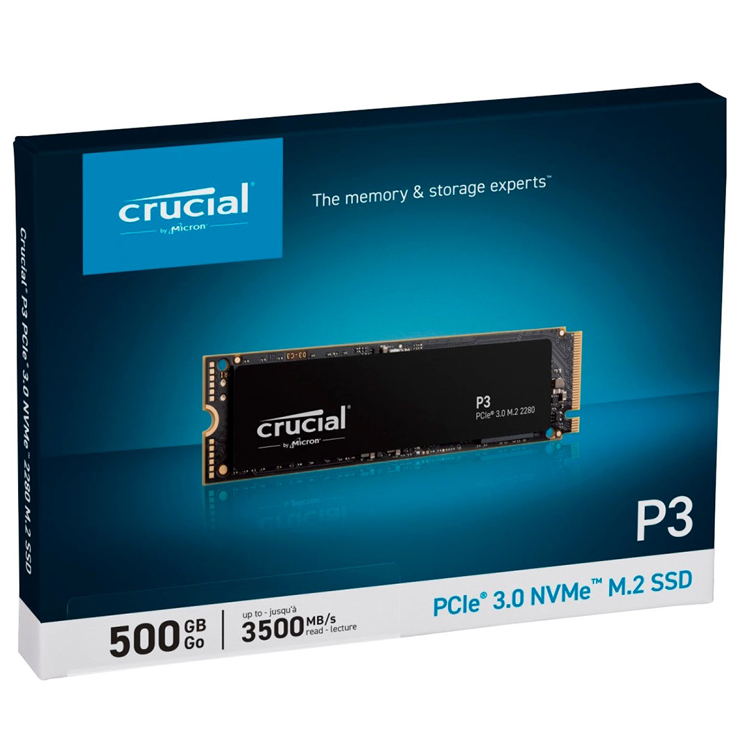 Crucial P3 Disque Dur Externe SSD 500 Go 3D NAND M.2 2280 NVMe - PCIe 3.0 x4