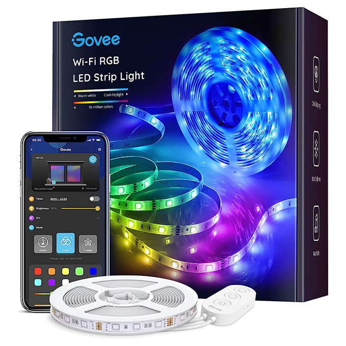 Govee (H6159) Smart LED Strip Lights, 5m/16.4ft WiFi LED Light Strip Fonctionne avec Alexa et Google Assistant, 16 millions de couleurs avec contrôle d'application et synchronisation de la musique LED pour chambre, cuisine, TV, fête, vacances