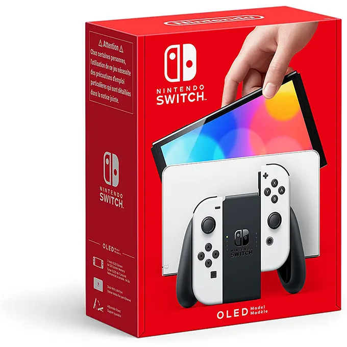 Console Nintendo Switch (Modèle OLED) avec Station d'Accueil/Manettes Joy-Con Blanches