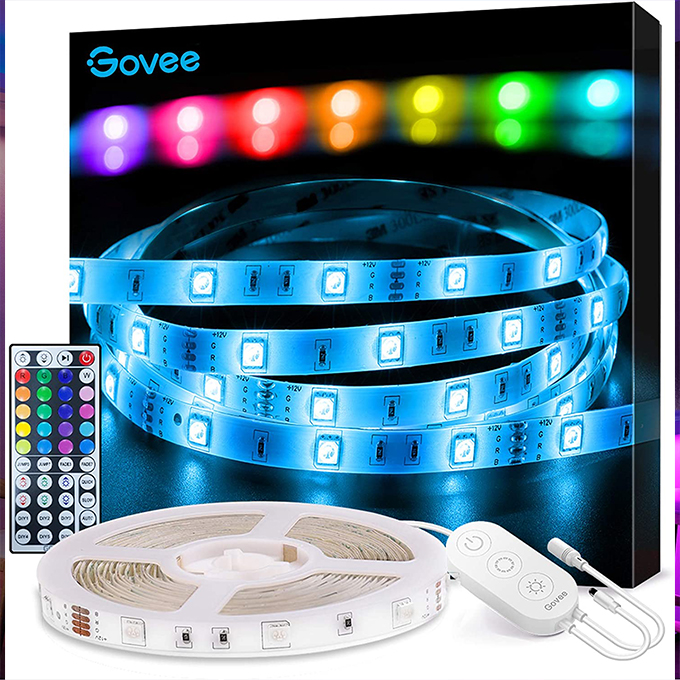 Govee Bande lumineuse LED, bande lumineuse LED RVB de 5 m avec télécommande, 20 couleurs et mode bricolage Bande lumineuse à changement de couleur, installation facile pour chambre, plafond, cuisine